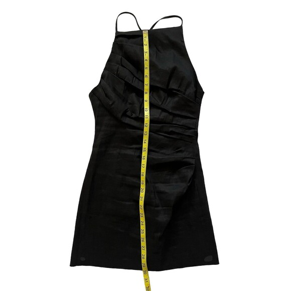 Zara‎ Draped Linen Blend Mini Dress Black, Backless, SZ M Excellent Condition - Picture 7 of 12